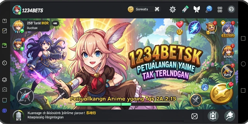 Screenshot gameplay 1234BETS menampilkan karakter Anime yang menarik.
