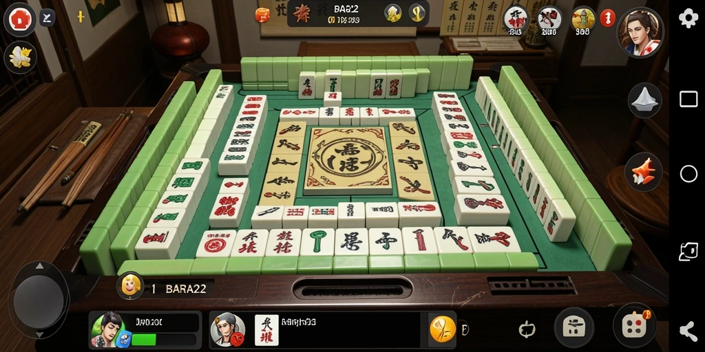 Tampilan gameplay dari BARA22 yang menampilkan keseruan permainan Mahjong.