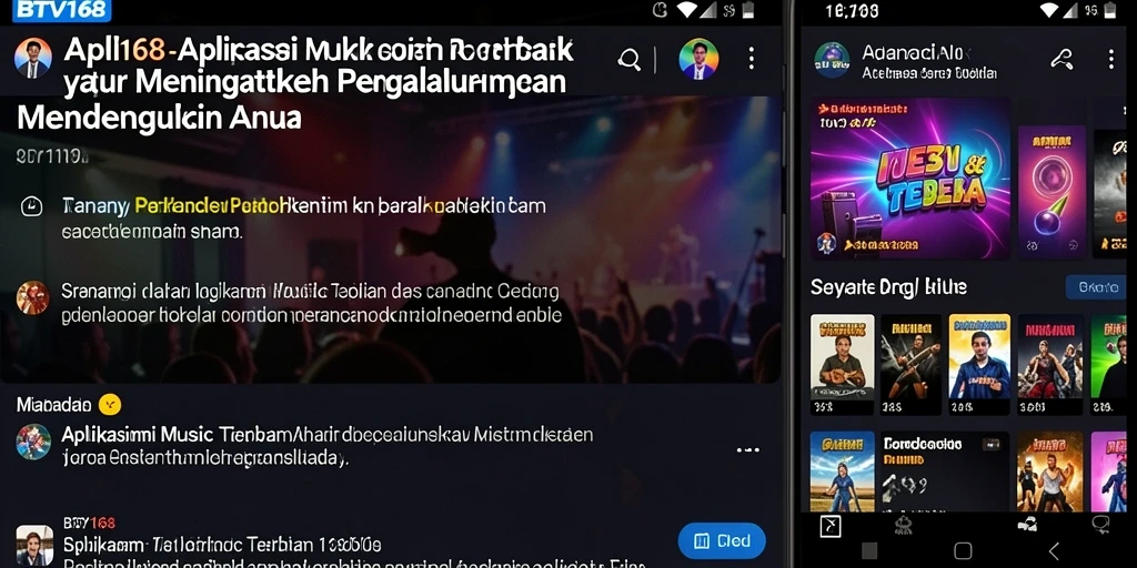 Tampilan screenshot <strong>BTV168</strong> menampilkan antarmuka pemutar musik yang menarik dan fungsional.