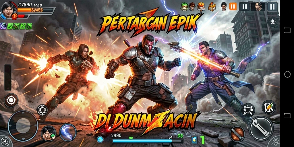 Tangkapan layar utama C7890 menunjukkan aksi pertarungan yang intens dan grafis yang menakjubkan.