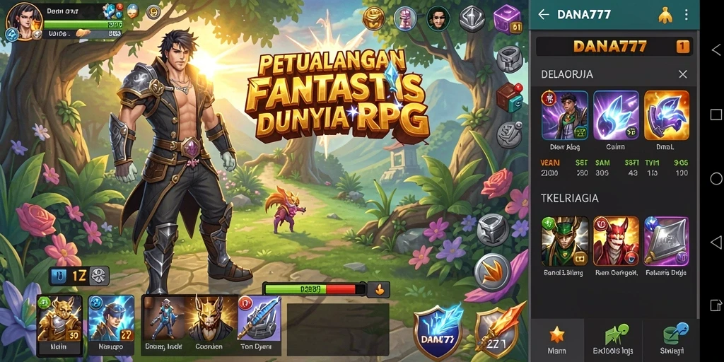 Screenshot DANA777 menampilkan aksi seru dan karakter yang menawan dalam gameplay RPG.