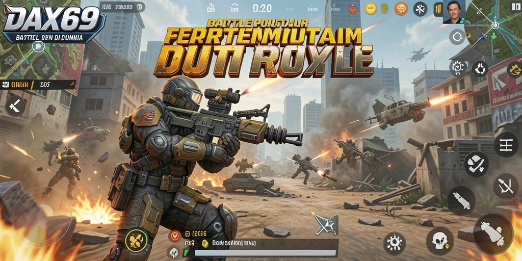 Tampilan gameplay epik dari DAX69 dalam pertarungan Battle Royale.