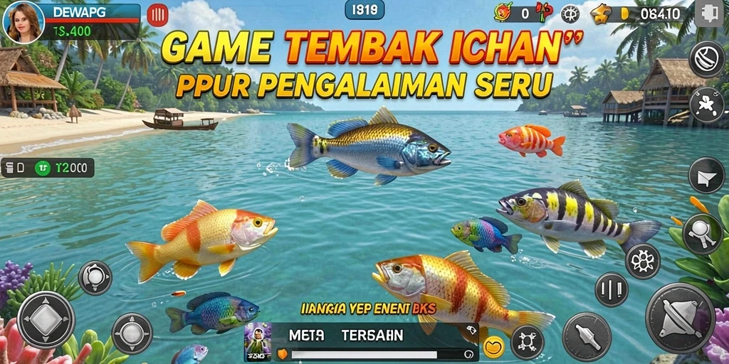 Gameplay menembak ikan yang seru dan penuh warna.