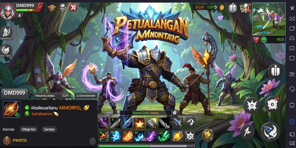 Screenshot gameplay DMD999 menampilkan aksi petualangan MMORPG yang seru.