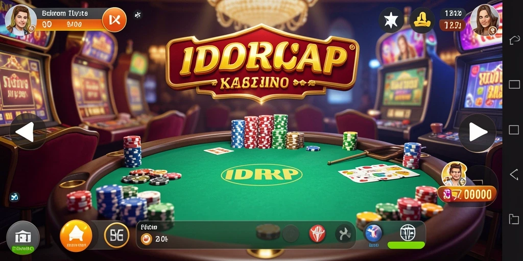 Tampilan gameplay IDRRP yang menegangkan di atmosfer kasino.