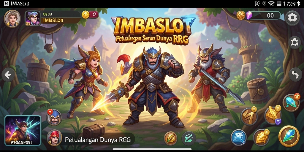 Screenshot gameplay seru menampilkan pertarungan di dunia RPG IMBASLOT.