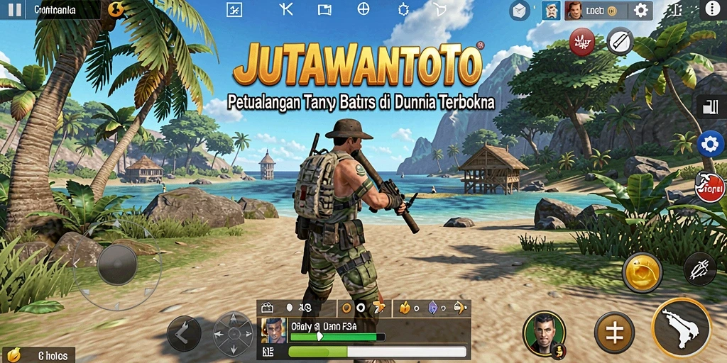 Tangkapan layar dari gameplay JUTAWANTOTO yang menampilkan dunia terbuka.