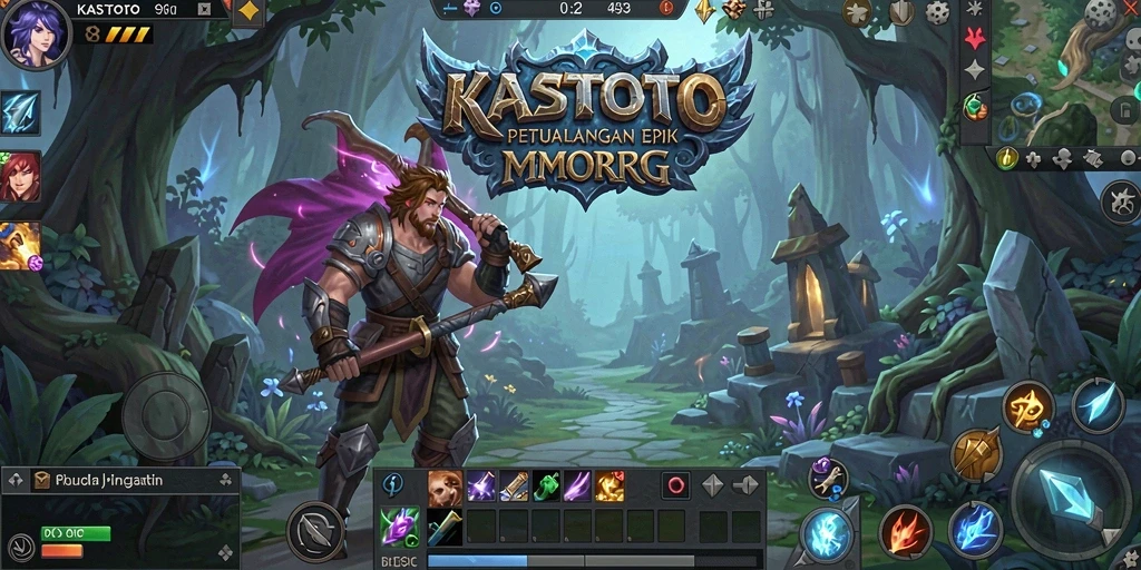 Tangkapan layar KASTOTO menampilkan aksi seru dalam pertempuran MMORPG.