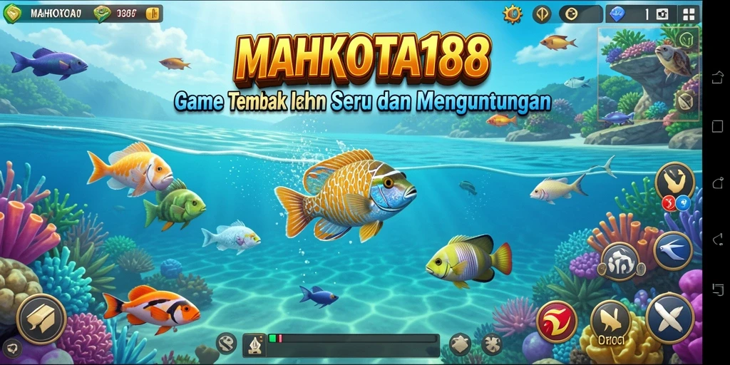 Tampilan gameplay menarik dari MAHKOTA188 saat menembak ikan.