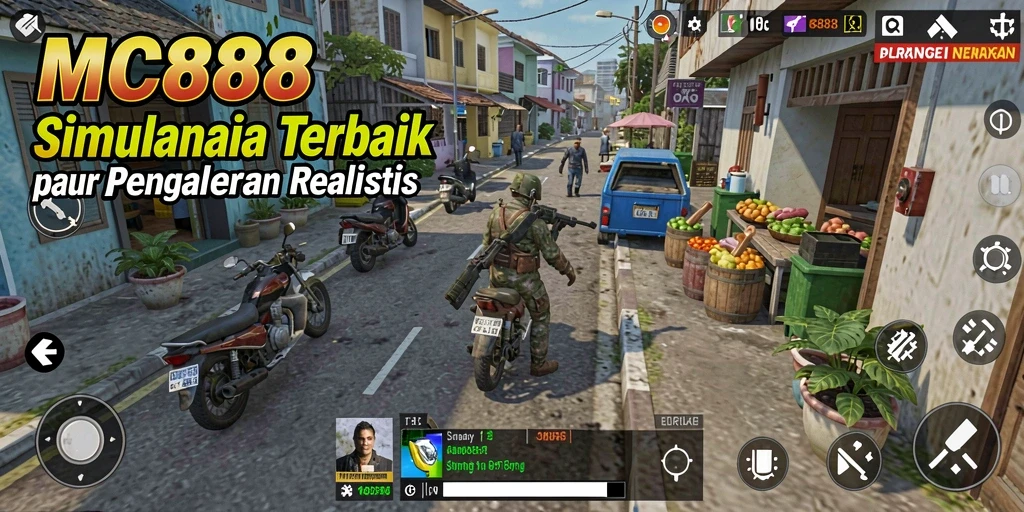 Screenshot utama MC888 menampilkan gameplay simulasi yang mendalam dan interaktif.