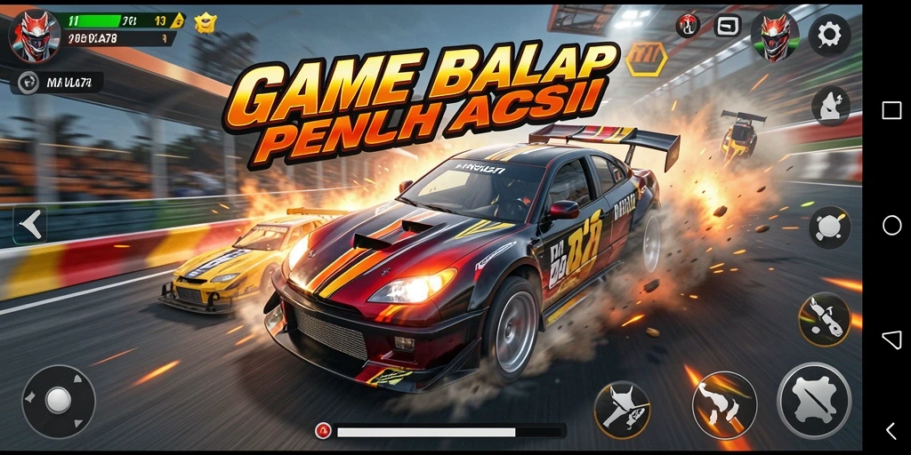 Screenshot gameplay MENYALA78 menampilkan aksi balap yang mendebarkan.