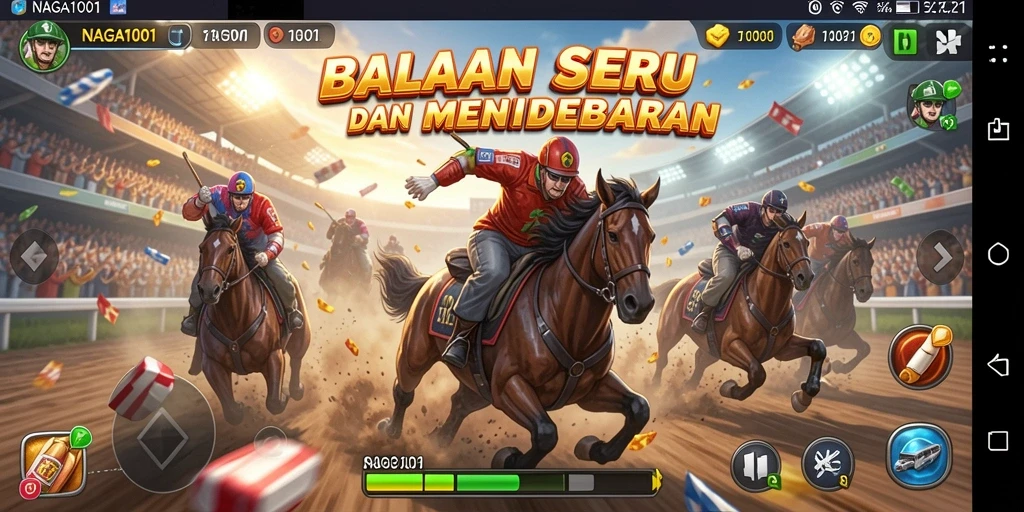 Tampilan gameplay seru dari NAGA1001 saat balapan.