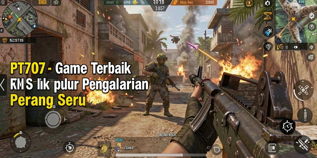Screenshot utama PT707 menampilkan aksi panas dari gameplay FPS yang intens.