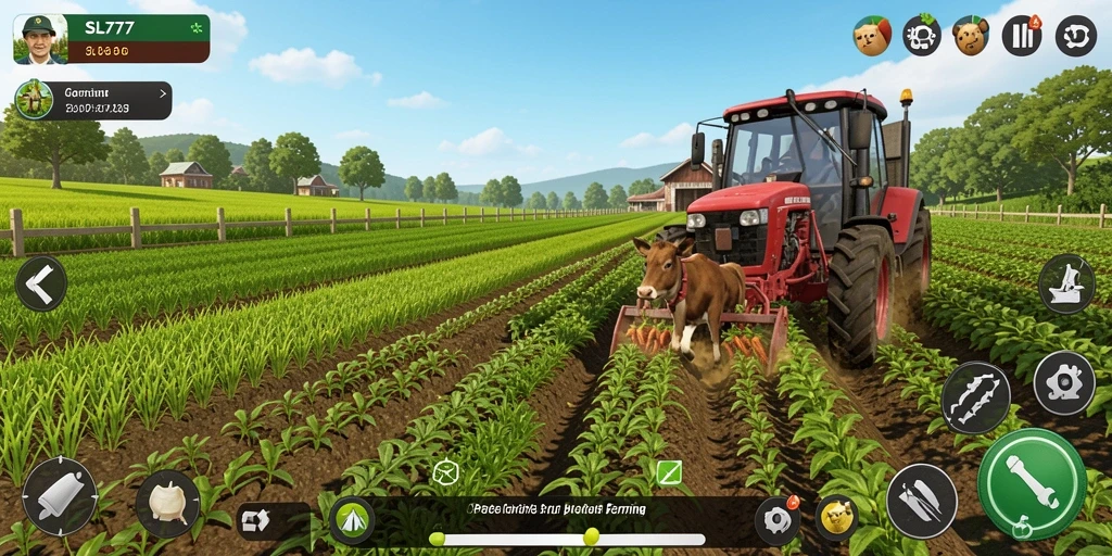 Tangkapan layar utama SL777 menampilkan gameplay bertani yang seru dan interaktif.