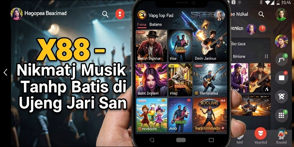 Tampilan gameplay X88 yang menampilkan interaksi pengguna dengan musik.